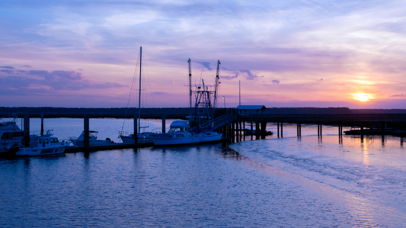 St Marys Georgia pier at sunset