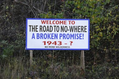 Sign for The Road to Nowhere (No-Where) on Lakeview Drive near B