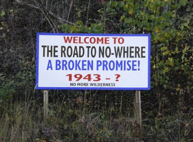 Sign for The Road to Nowhere (No-Where) on Lakeview Drive near B