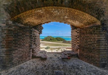 Looking through the ruins of Fort Jefferson out across the tropical waters of Dry Tortugas National Park