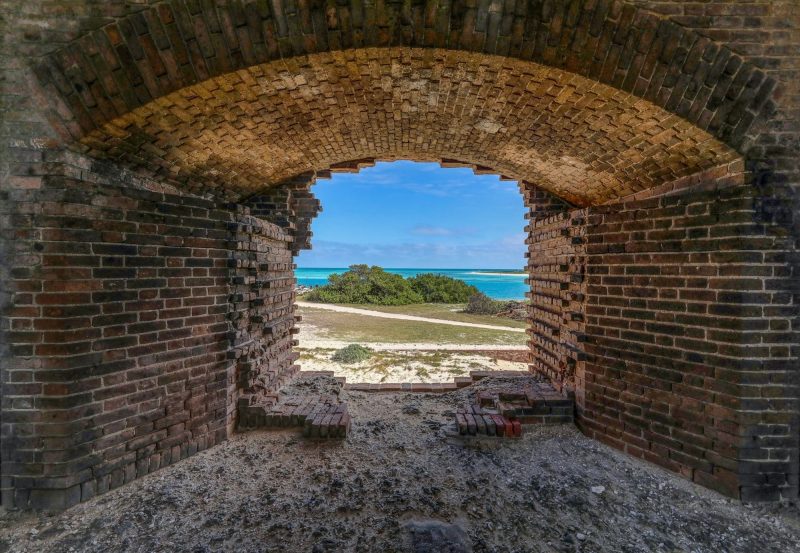 Looking through the ruins of Fort Jefferson out across the tropical waters of Dry Tortugas National Park