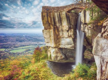 Waterfall view at Rock City in Lookout Mountain