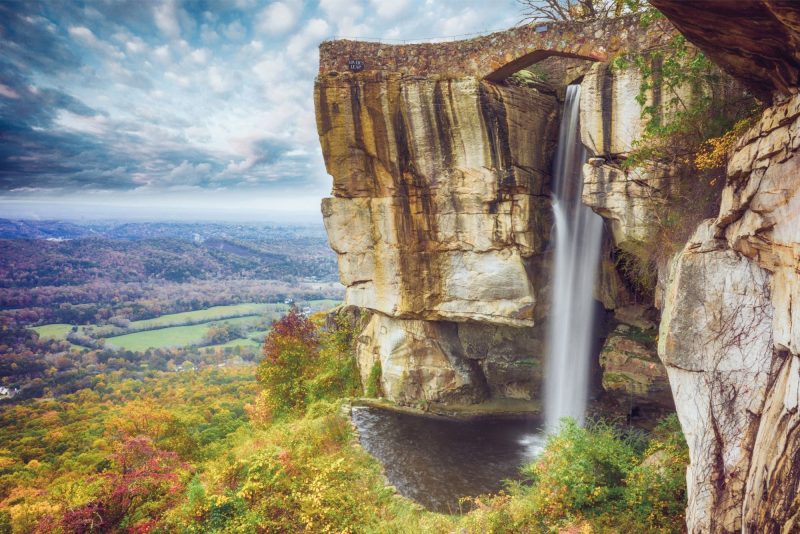 Waterfall view at Rock City in Lookout Mountain