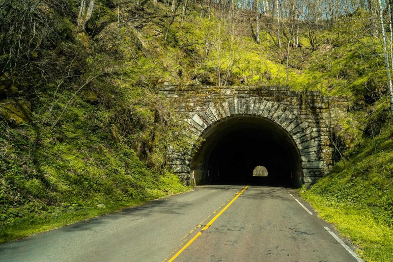 A road tunnel in the Great Smoky Mountains