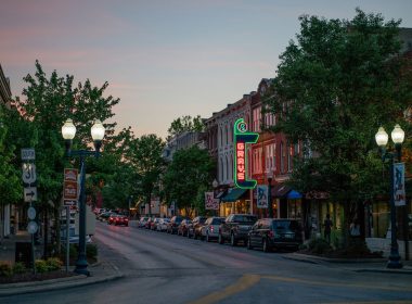 Main street in Franklin, TN, a small town with historic charm.