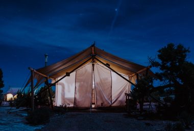 A luxurious glamping tent at Under Canvas in Utah.