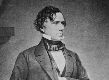 A black and white portrait of famous US president Franklin Pierce who was from New Hampshire.