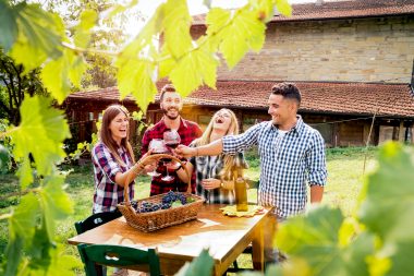 Friends enjoying a wine tasting in New Hampshire