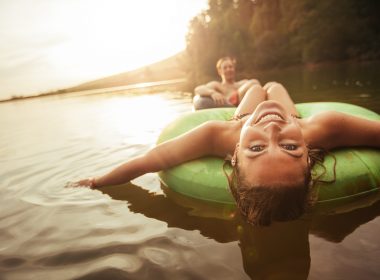Woman tubing on the Brandywine River