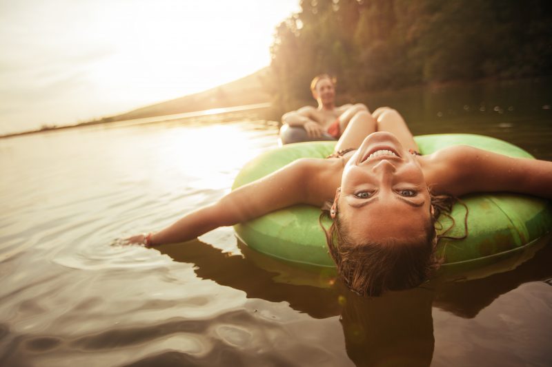 Woman tubing on the Brandywine River