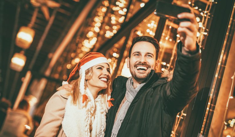 Couple in Michigan at Christmas