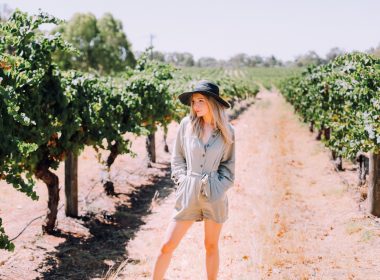 Woman touring vineyards at a winery in Sedona, Arizona