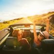 Happy couple on road trip through scenic drive through Central Florida
