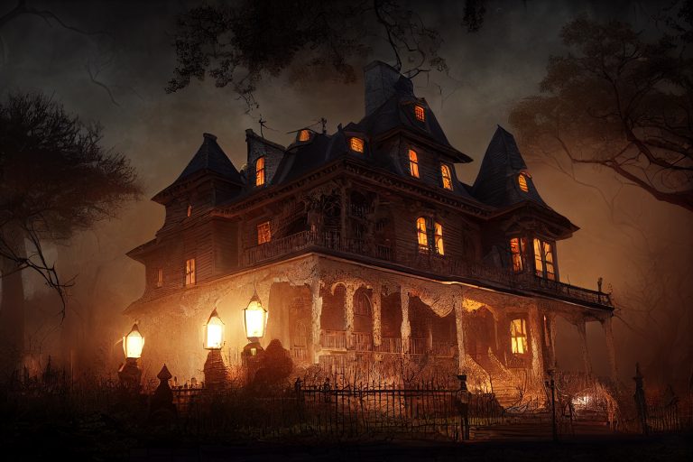 Haunted Captain Grant's Inn at night