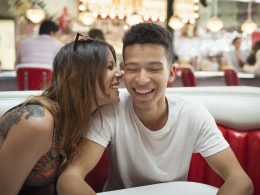 Couple in diner booth in Boston