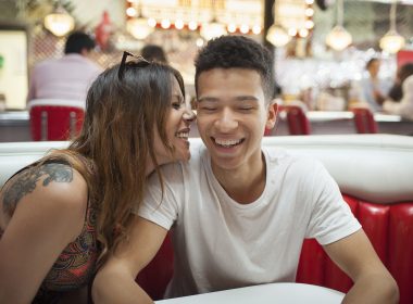 Couple in diner booth in Boston