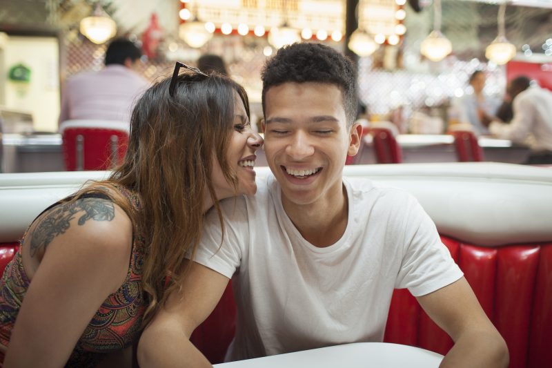 Couple in diner booth in Boston
